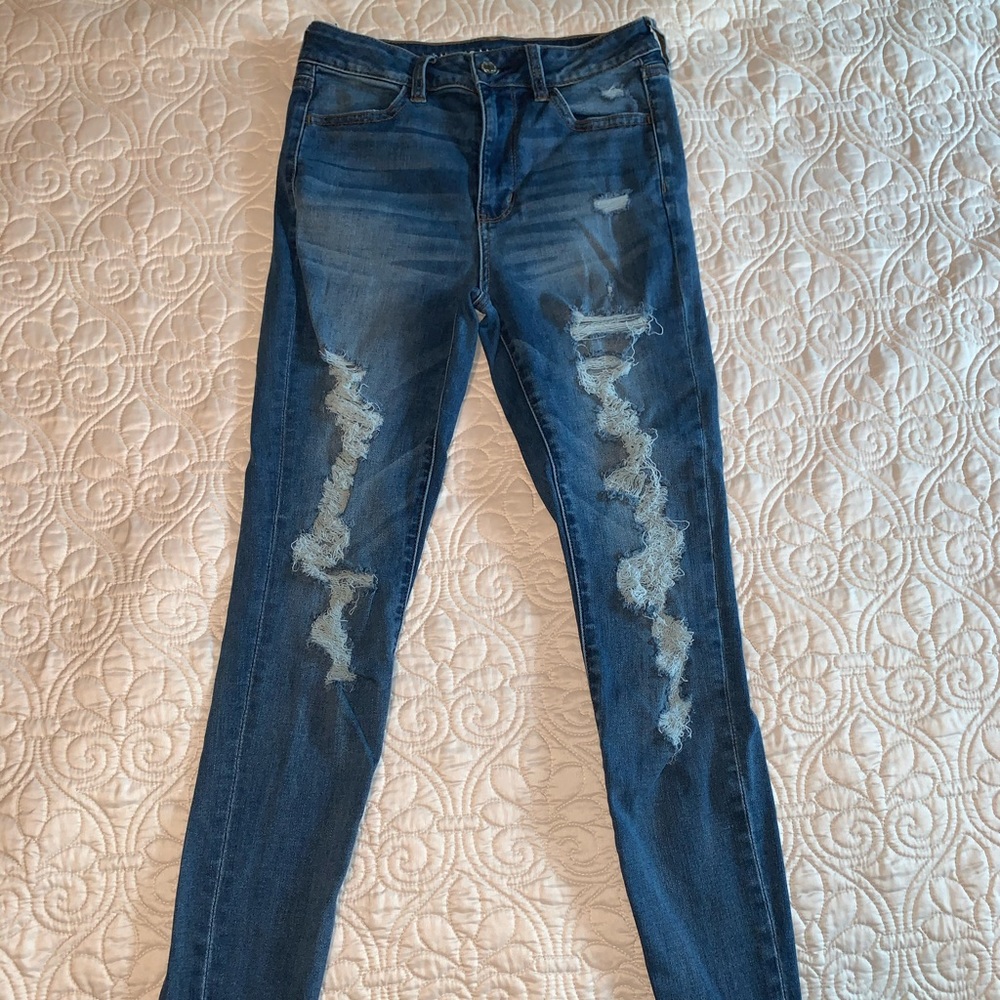 Dark wash distressed American Eagle jeans